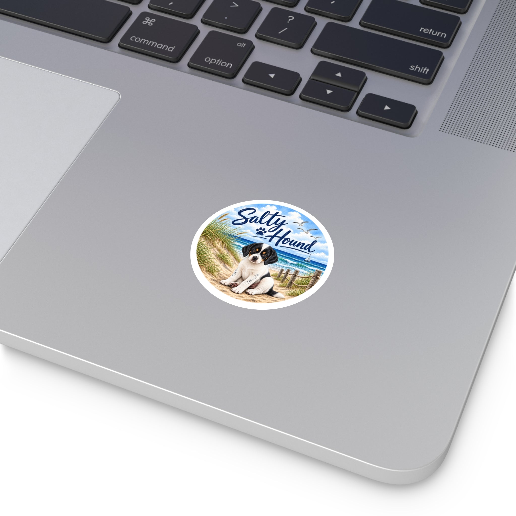 Salty Hound Beach Puppy Round Sticker