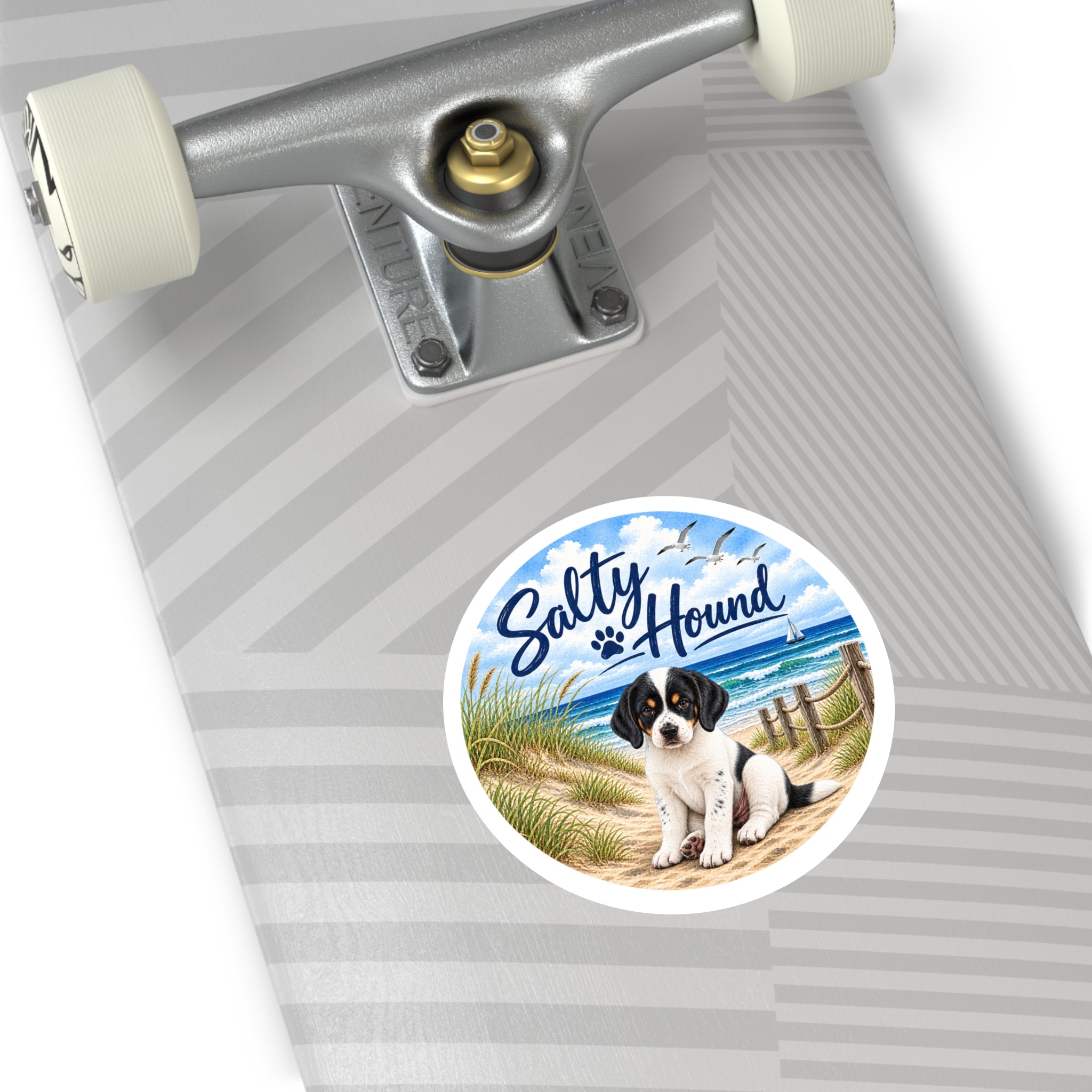 Salty Hound Beach Puppy Round Sticker
