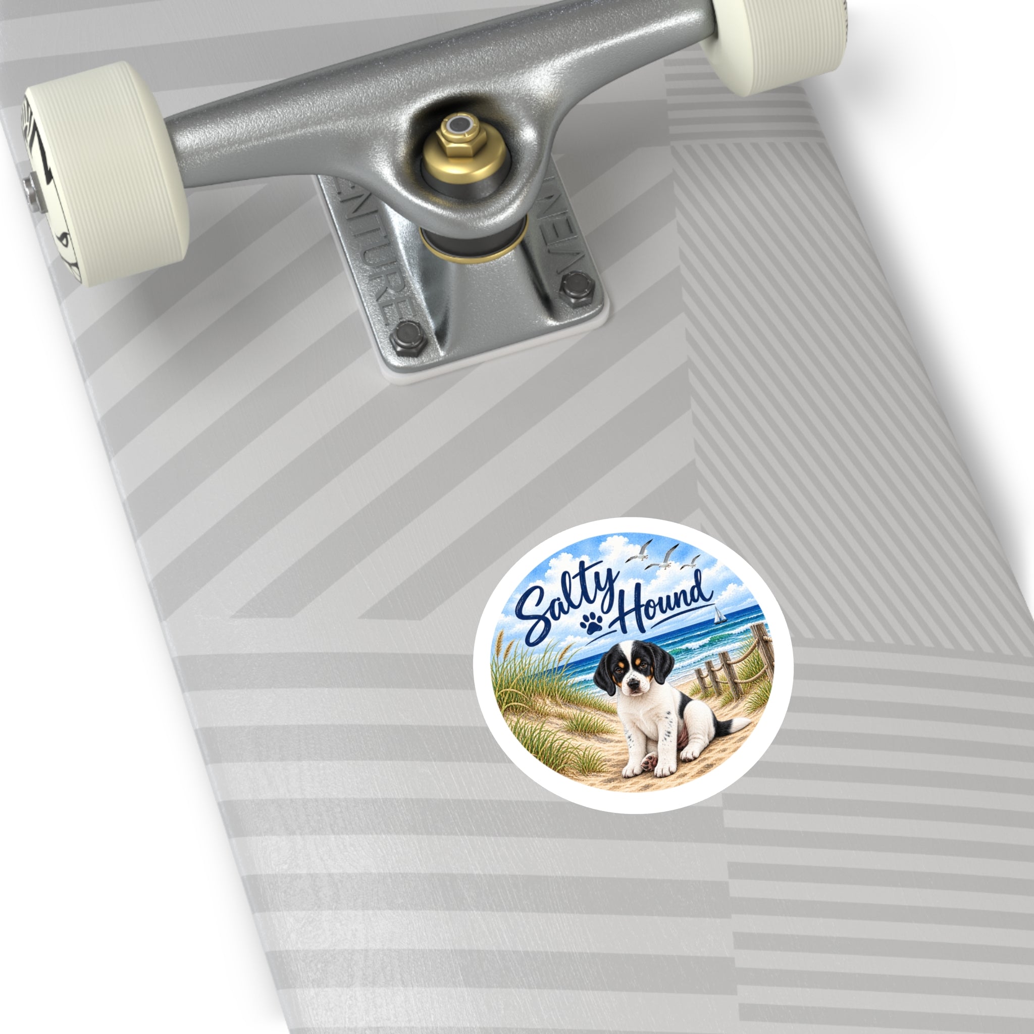Salty Hound Beach Puppy Round Sticker
