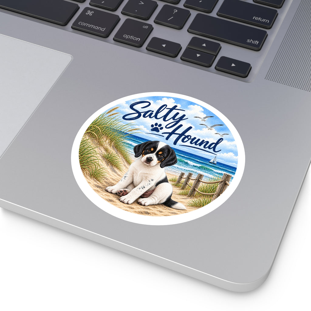 Salty Hound Beach Puppy Round Sticker