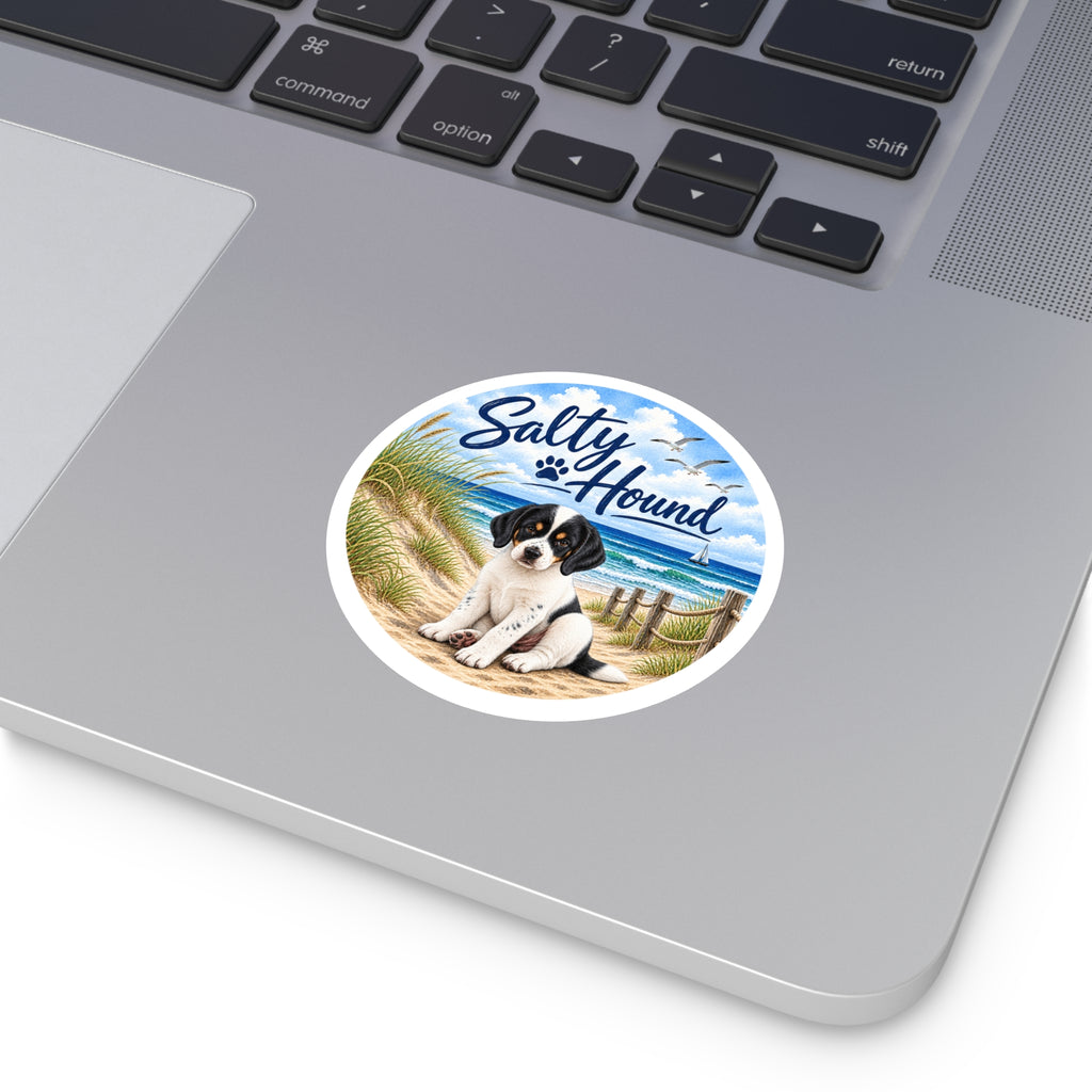Salty Hound Beach Puppy Round Sticker