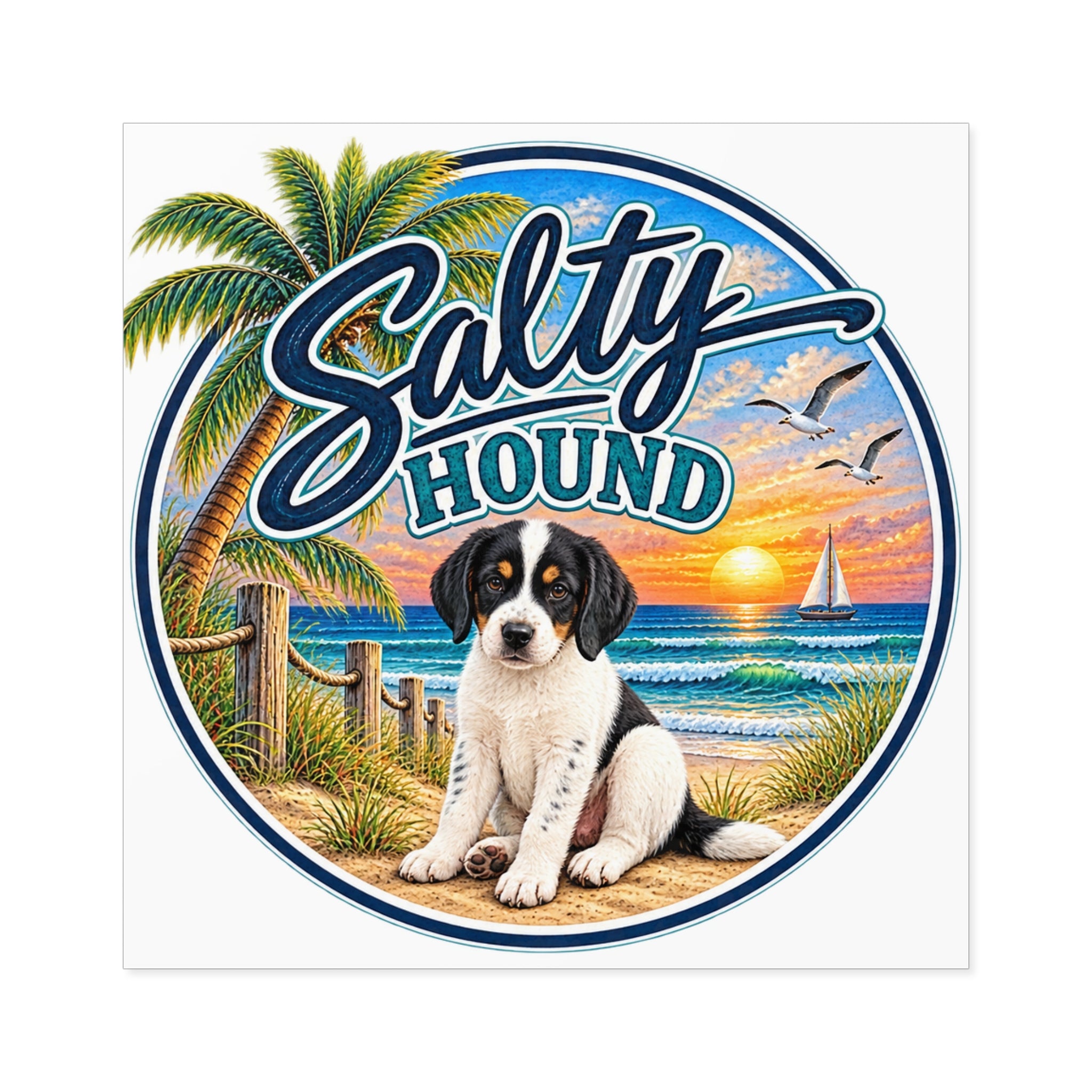 Salty Hound Sunset Sticker